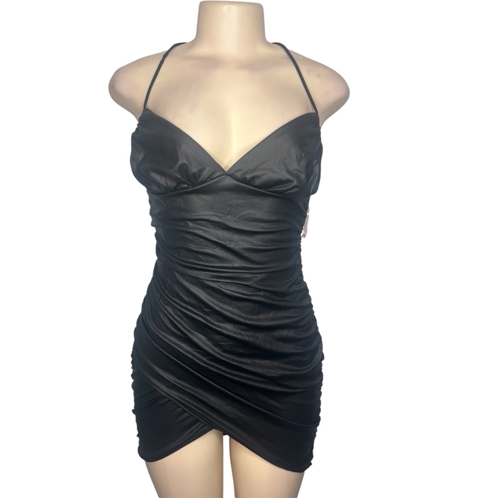 Black Ruched open back Mini Dress